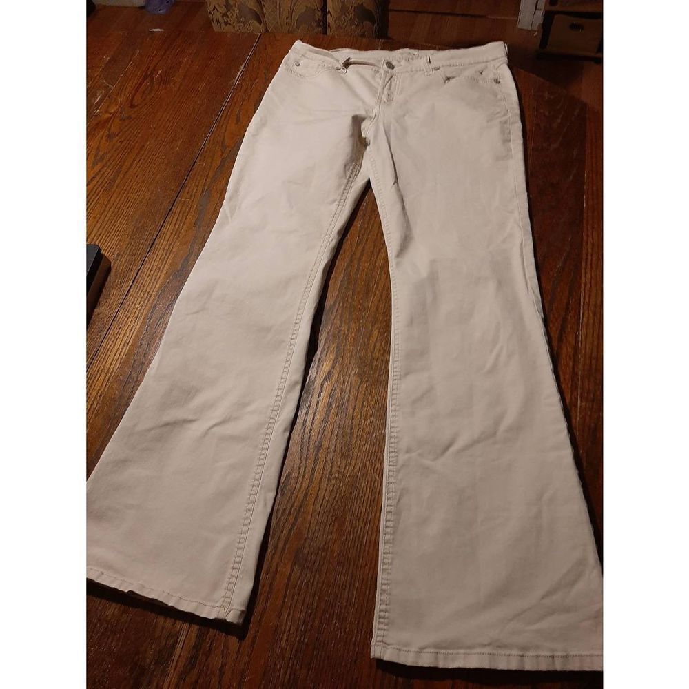 Size 13 Grane Cream Light Khaki Bootcut Pants Mid Rise with Pockets Belt Loops